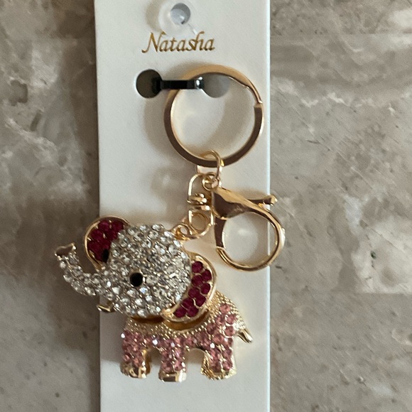 Natasha Couture Gold and Red Elephant Keychain - Picture 3 of 3